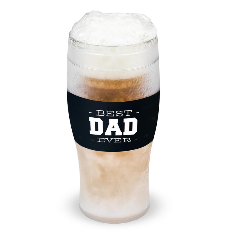 Host Freeze Best Dad Ever Insulated Glass Tumbler for Cold Drinks, Freezable Gifts for Dad, Double Wall Insulated Beer Glass for Chilled Lager, IPA, Ale & Iced Coffee, 16 oz, Set of 1