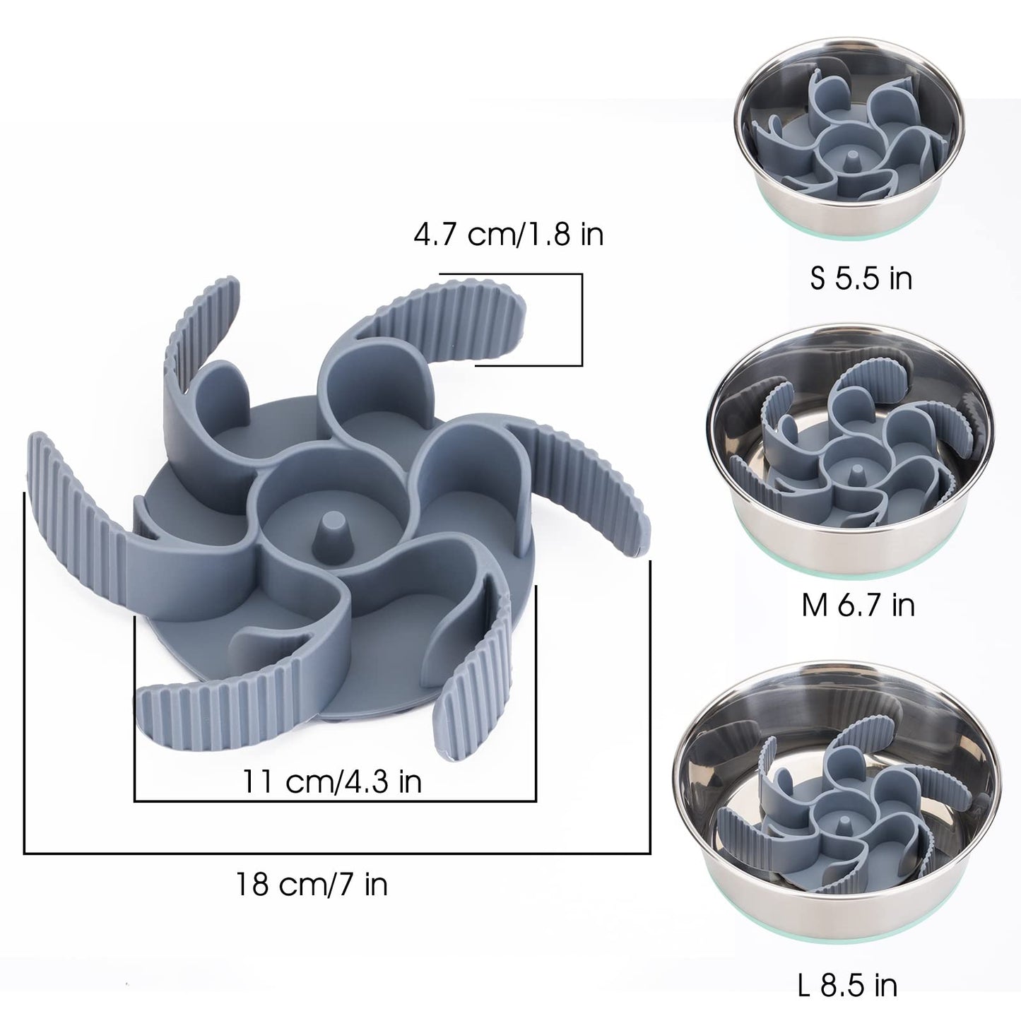 Keegud Slow Feeder Dog Bowls Insert [36 Octopus Suction Cups] Super Firm Eating Bowl [Cuttable] for Large Breed and Medium Size Compatible with Regular Elevated (Turbine)