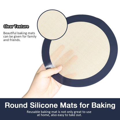 Eolilim 3PC Round Silicone Baking Mats, 8 inch Silicone Mats for Baking Easy to Clean, Reusable Baking Mats, Silicone Circle Mats for Cake Pan