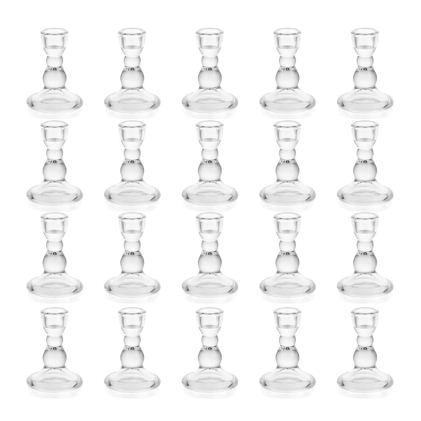 Romadedi Glass Candle Holder for Candlestick - 20 pcs Clear Tapered Candle Holders Bulk for Standard Candle Sticks for Wedding Centrepieces Christmas Table Décor