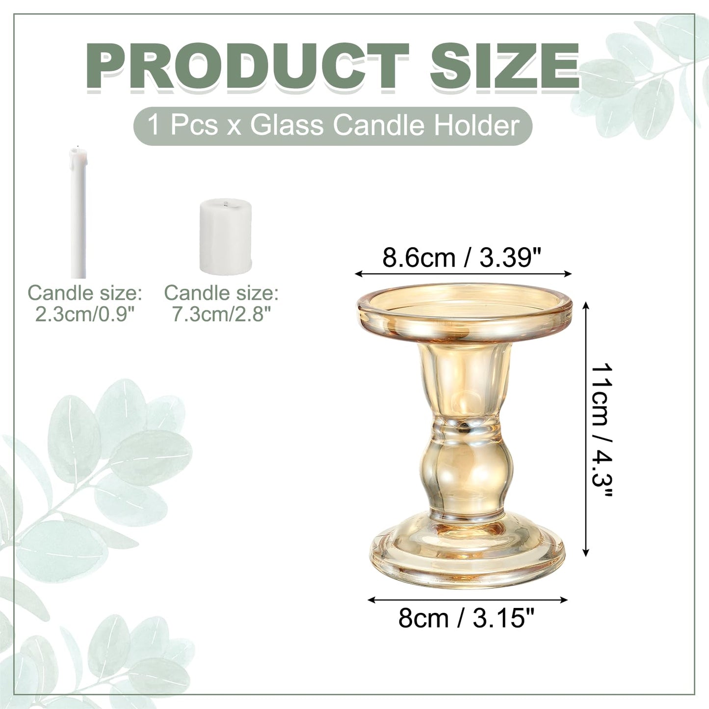 uxcell 11 cm Glass Candle Holder for Taper/Column Candles, Candle Holders Tealight Stand Candlestick for Tealight Wedding Table Centerpiece Home Decor, Brown
