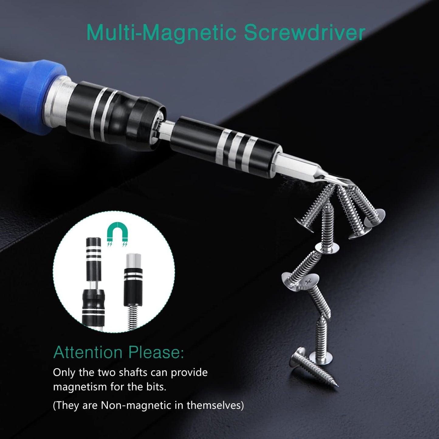 ORIA Precision Screwdriver Set, 61 in 1 Small Screwdriver Set with 57 Precision Bits, Portable Repair Tool Kit, Magnetic Screw Driver Kit with Extension Rod for Smartphone, PC, Watch,Toys, Blue