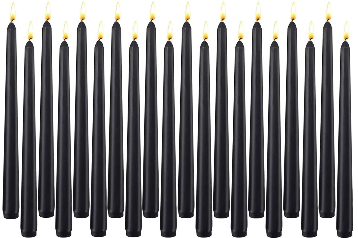 20-Pack Black Taper Candles Unscented, 10 Inch Tall Dinner Table Candlesticks for Halloween Gothic Centerpieces, Bulk Tapered Candles Long Burning Smokeless Dripless, Decorative Candle for Home Decor