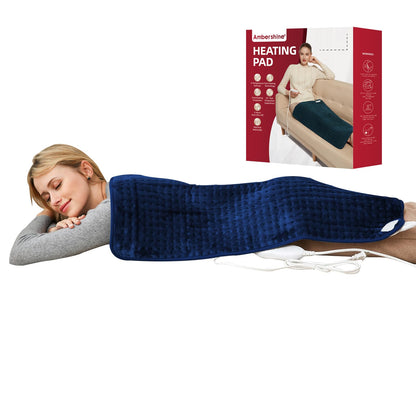Ambershine 17''x33'' XXXL King Size Heating Pad with 12 Temperature Settings & 4 Auto-Off Countdown Timers, Pain Relief for Back/Neck/Shoulders/Abdomen/Legs, Christmas Gifts for mom dad (Dark Gray)
