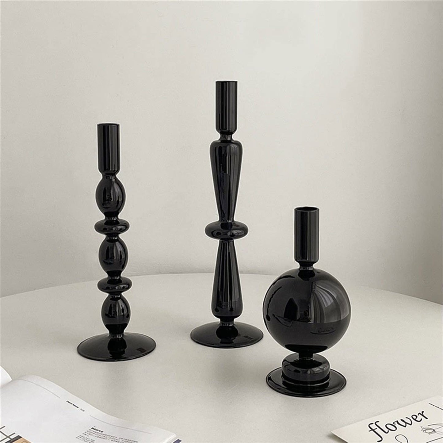 cfycfy987 Candelabra European Glass Candle Holders Light Luxury High-end Fashion Ornaments Miserable Decoration Candlestick Candle Sticks Holder(B)