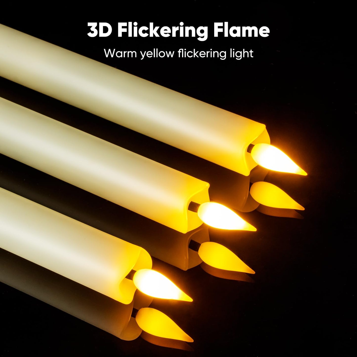 Meigic 6 Pcs Flameless Taper Candles with Remote Timer Dimmer, 9.6 inches Ivory Plastic LED Candlesticks, Battery Operated LED Candles, for Indoor Home Wedding Christmas Decoration