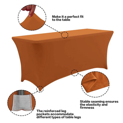 IVAPUPU 2 Pack 4FT Table Cloth for Rectangular Fitted Events Stretch Caramel Table Covers Washable Table Cover Spandex Tablecloth Table Protector for Party, Cocktail, Banquet, Festival (A1A003JT4FT2)