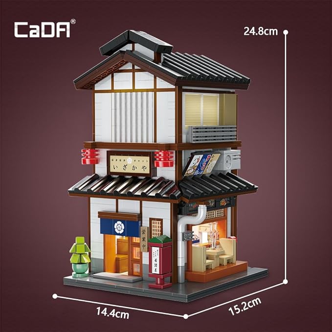 CaDA Master C66019W Japanese Style Yakitori Izakaya House Building SetCity Street Brick Kit with Lights 1195PCS Modular House Idea Collect Gift for Adults