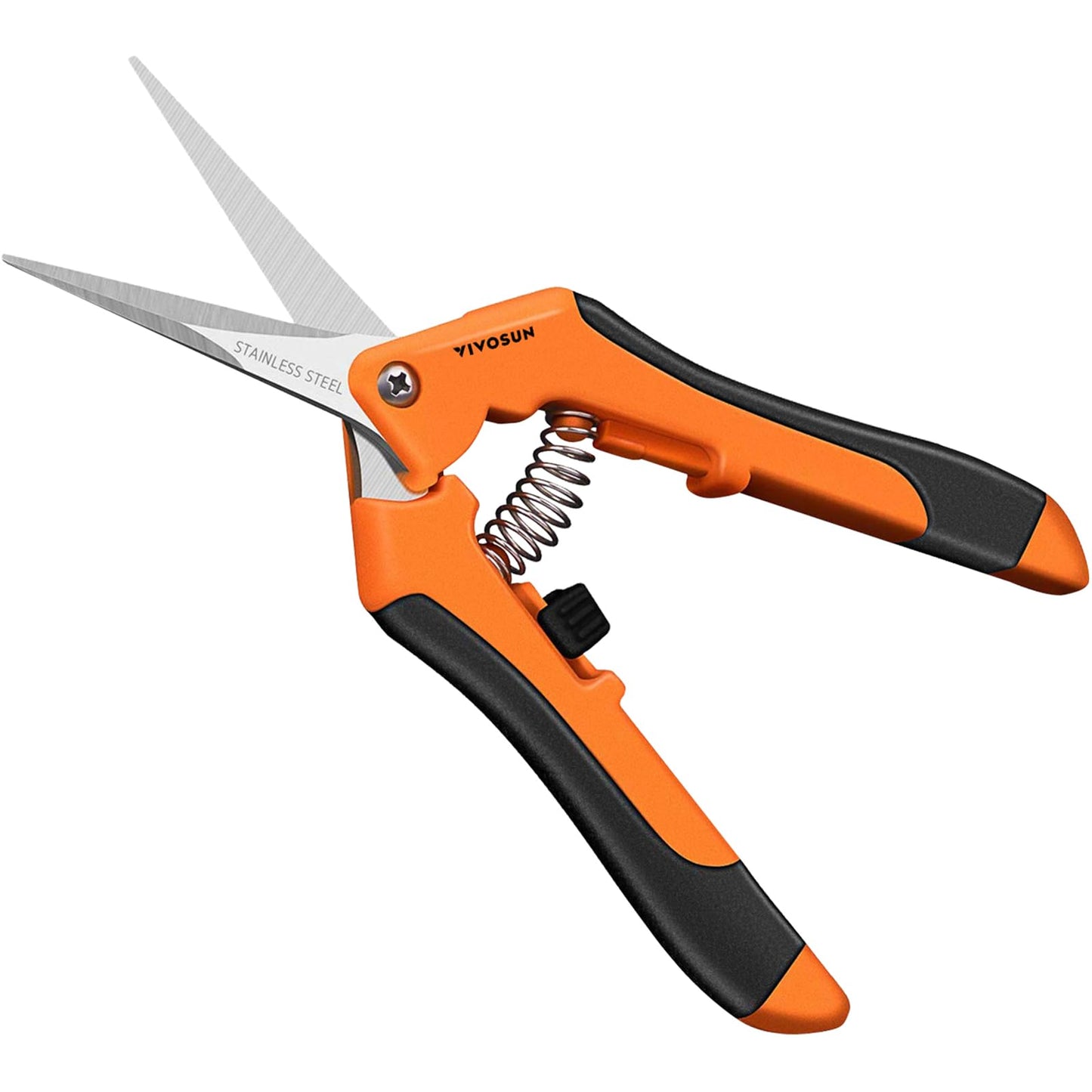 VIVOSUN 2-Pack 6.5 Inch Gardening Scissors Hand Pruner Pruning Shear with Straight Stainless Steel Blades Orange