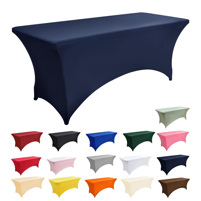 ZarzaaSik 2-Pack 4ft Spandex Table Covers for Rectangular Folding Tables - Wrinkle Resistant Stretch Tight Table Cloths - Ultimate Fitted Table Protector for Parties, Banquet, and Wedding