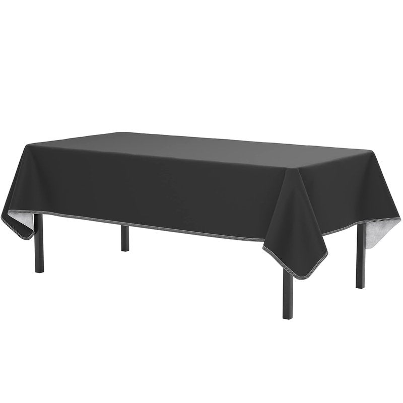 Exquisite Black Vinyl Tablecloths - 70 in. Round - Pack of 3 Round Tablecloth with Flannel Backing - Plastic, Reusable & Waterproof