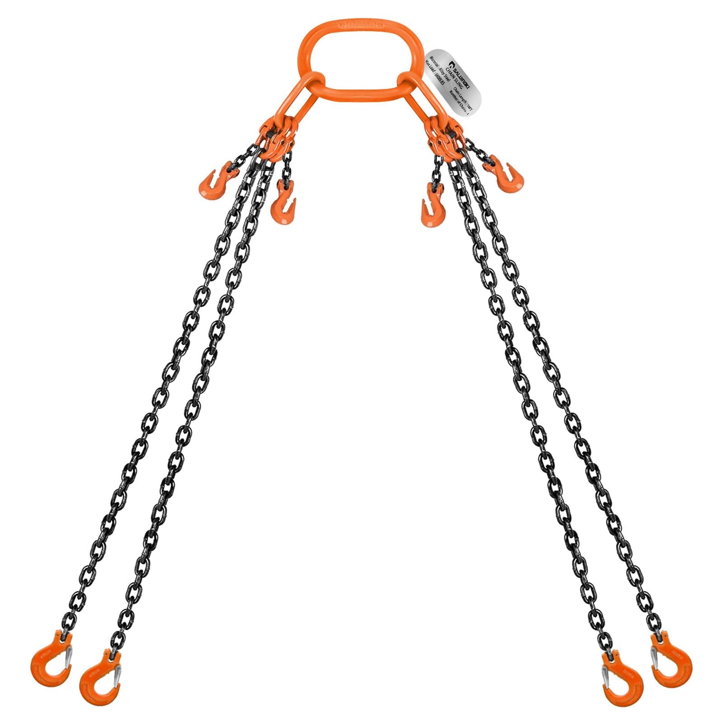 SALUINOKI Lift Chain Sling with Hooks 10Ft 4 Way x 1/4 inch 6600lbs 3 Ton for Chains Lifting