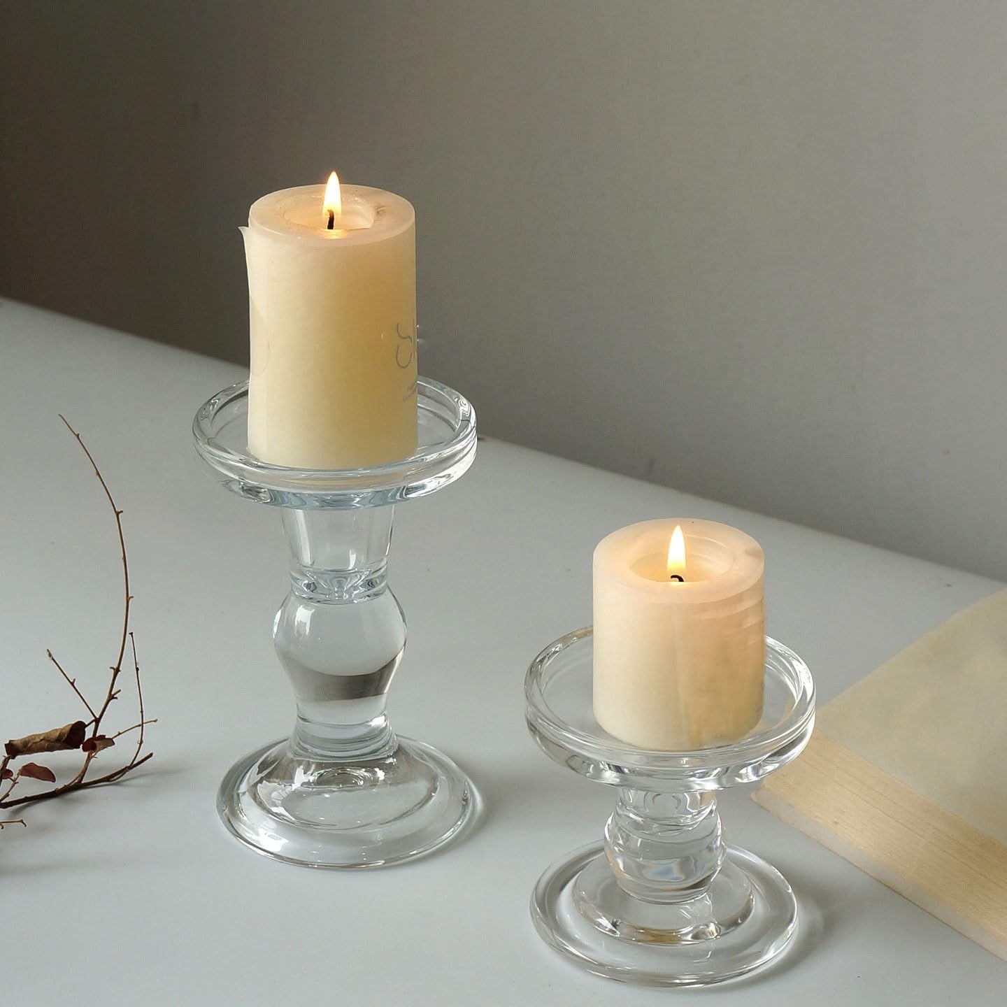 YUHUAWF Candle Holderss Glass Candle Holder, Candlelight Dinner Decoration, Aromatherapy Candle Holder Decorative Candlestick(Large)