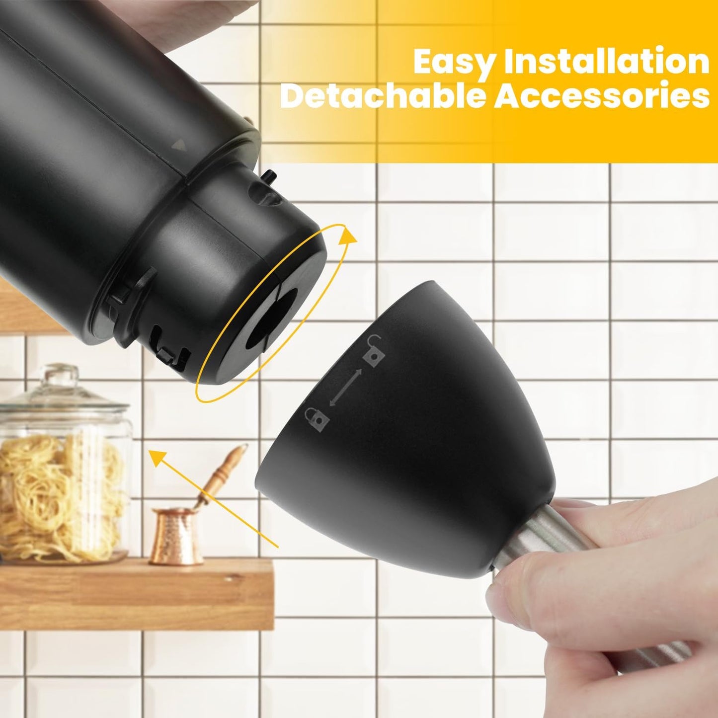 Immersion Blender Handheld Cordless Stick, Stainless Steel Hand Held Blender Mixer with Egg Whisk, for Soup, Smoothie, Puree, Baby Food