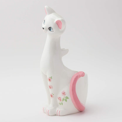 Sunart SAN1708 Cute Miscellaneous Goods Lovely Pottery Cat Toilet Brush Stand with Toilet Brush 5.1 inches (13 cm) Width Pink
