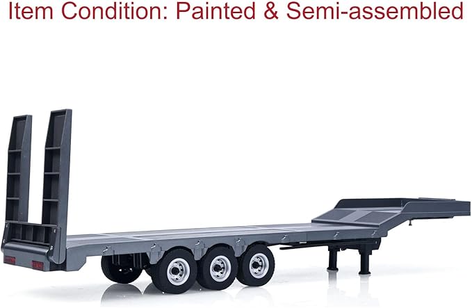 73.5Cm Plastic Semi Trailer Flatbed 1502 for 1/18 Remote Control Tractor Truck Huina 1501 Electronic Support Legs Tail Board fit with TH25071 770S Tractor for Ages 14+(Gray)