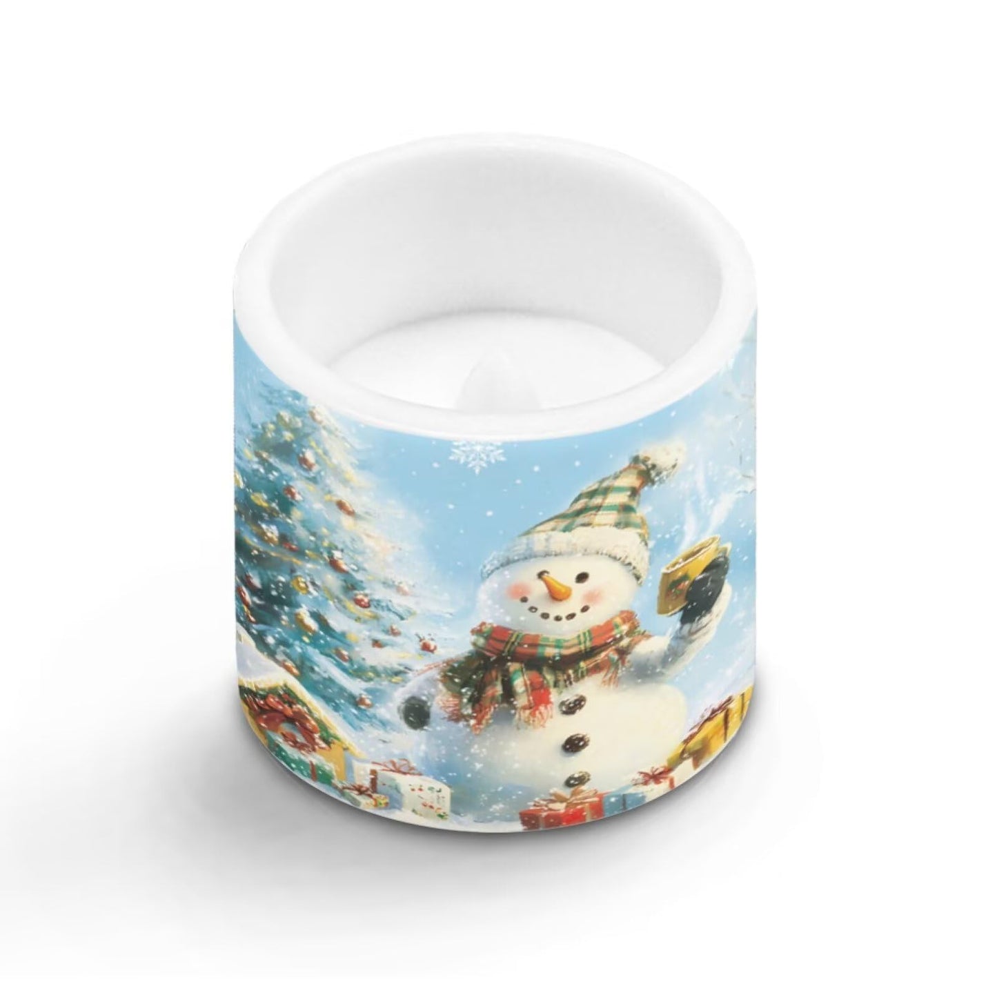 Merkmak 4Pcs Flameless Candles with Remote Christmas Snowman Candles with Timer Battery Operated LED Pillar Tea Lights for Party Banquet Home Decoration