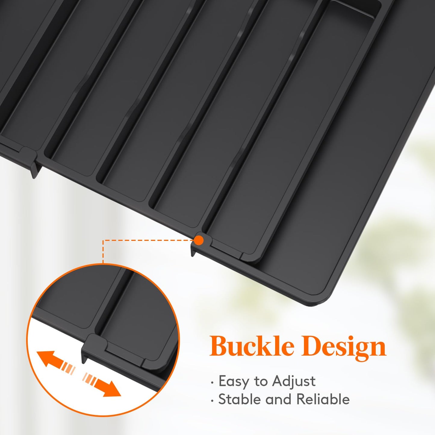 Lifewit Silverware Drawer Organizer, Expandable Utensil Tray for Kitchen, BPA Free Flatware and Cutlery Holder, Adjustable Plastic Storage for Spoons Forks Knives, 8.5"-14.1" x 12.1", Black