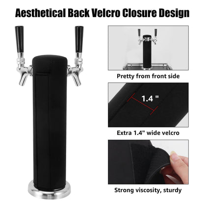 Dbgogo Kegerator Tower Insulator for Standard 3” Diameter Double Tap Draft Beer Tower, Stretchy Neoprene Beer Tower Cover to Minimize Condensation & Reduce Foam