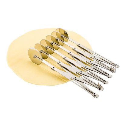 Restaurantware Met Lux 9.5 x 2.25 Inch 6 Wheel Pastry Cutter 1 Expandable Accordion Cutter - Corrosion-Resistant Dishwasher-Safe Stainless Steel Multi-Blade Pizza Cutter For Cutting Pasta Dough