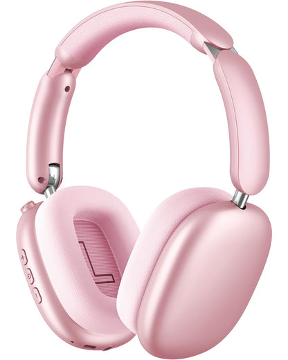 Wentronic Y02 Active Noise Cancelling Headphones,60H Battery,5 EQ Music Modes,Hi-Res Audio,Deep Bass,Foldable Wireless Over Ear Bluetooth 5.4 Headset,Breathable Leather Earpads (Pink)