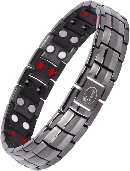 JEROOT Magnetic Bracelets for Men, Pure Titanium Bracelet (3500Gauss Per Magnet), Men's Bracelet Lymphatic Jewelry Gifts