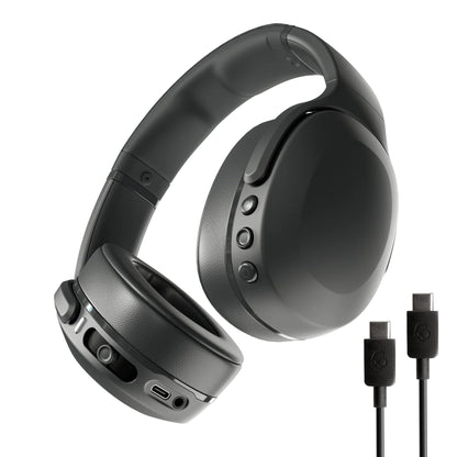 Skullcandy Crusher Evo Wireless Bluetooth Headphones with Extra USB-C Charging Cable, Multi-Sensory Bass, Noise Isolating Over-Ear Fit, 40 Hours Battery, Microphone for iPhone Android - True Black