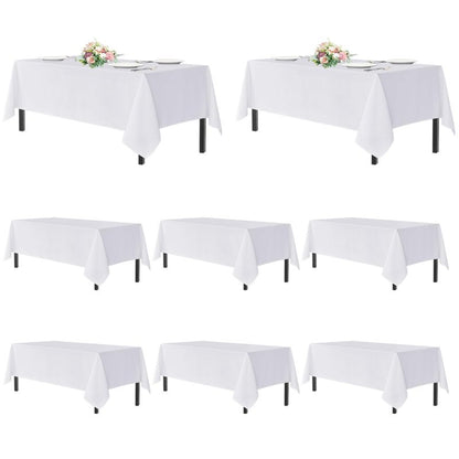 sancua White Table Cloths Rectangle, 8 Pack Tablecoths for 8 Foot Tables - Washable Polyester Fabric Table Cover for Wedding, Birthday Party, Banquet Reception, 60x120 Inch