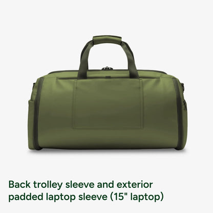 Halfday Convertible 2-in-1 Vegan Leather Premium Garment Duffel Weekender Bag 45L (Carry-on, Wrinkle-Free Travel, Hanging Suit Compartment, Shoe Pockets, Trolley Sleeve), Leaf
