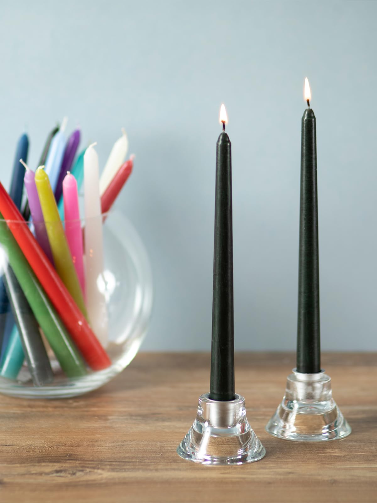 CANDWAX 10 inch Taper Candles Set of 12 - Unscented Black Tapered Candle Sticks - Perfect for Halloween Decoration