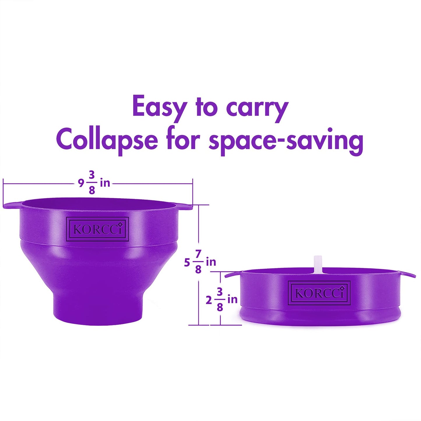 The Original Korcci Microwaveable Silicone Popcorn Popper, Microwave Popcorn Popper, Collapsible Microwave Popcorn Maker Bowl, No Oil Required, Use In Microwave, Dishwasher Safe (Blue)