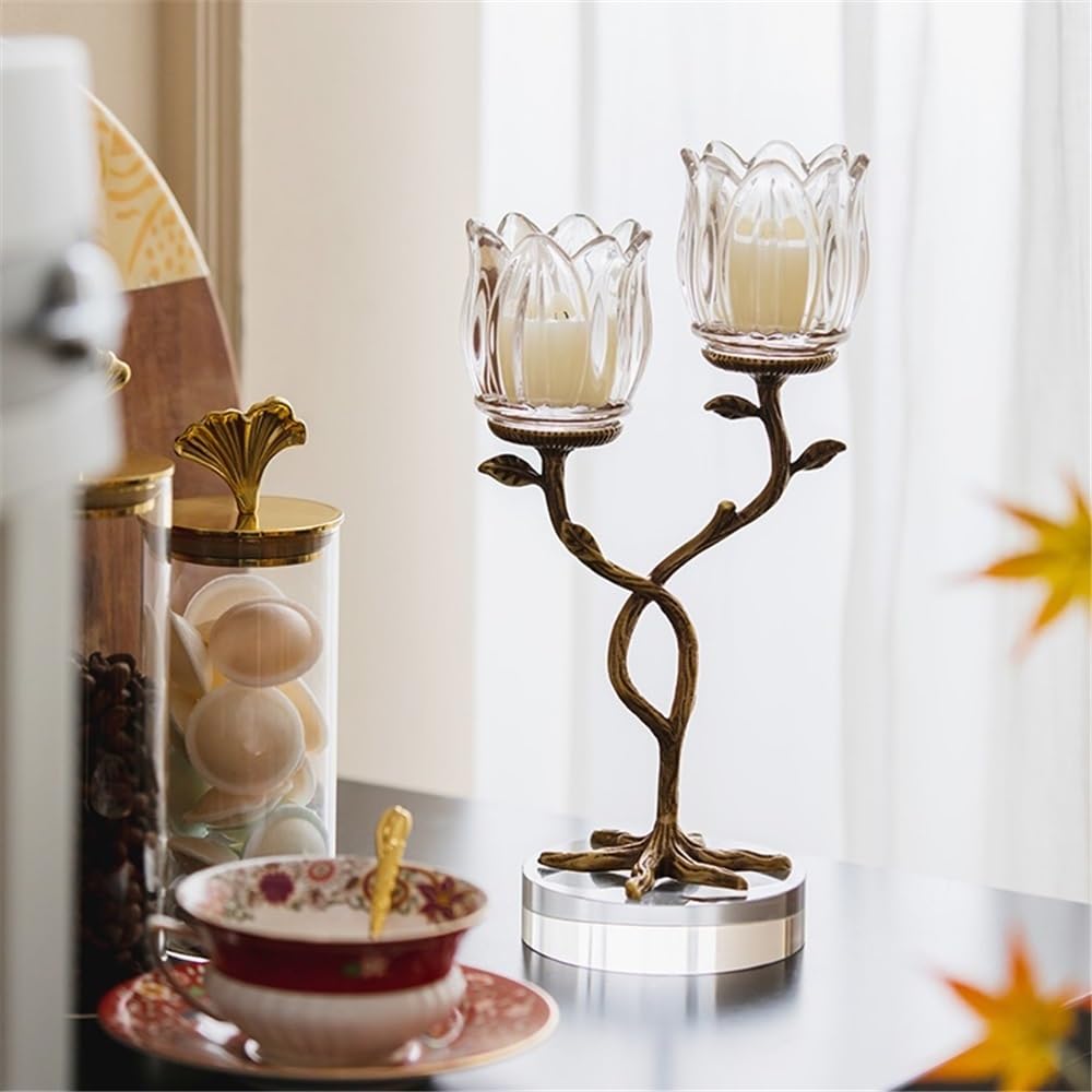 Candlestick Holders Creative Home Brass Crystal Glass Candle Holder Foyer Decoration Aromatherapy Candle Stand Candle Holders