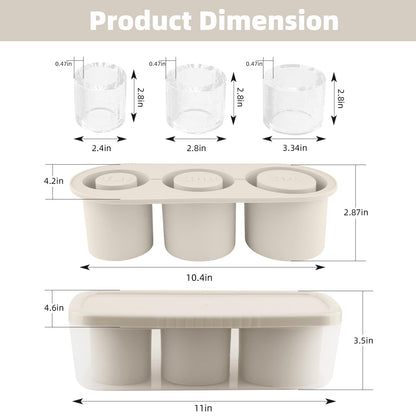 Tcamp Tumbler Ice Mold, Ice Cube Tray for 30 oz -40 oz Tumbler Cup, 3 Pcs Silicone Hollow Cylinder Ice Mold with Lid and Bin for Freezer, Ice Drink, Juice, Whiskey, Cocktail (White)