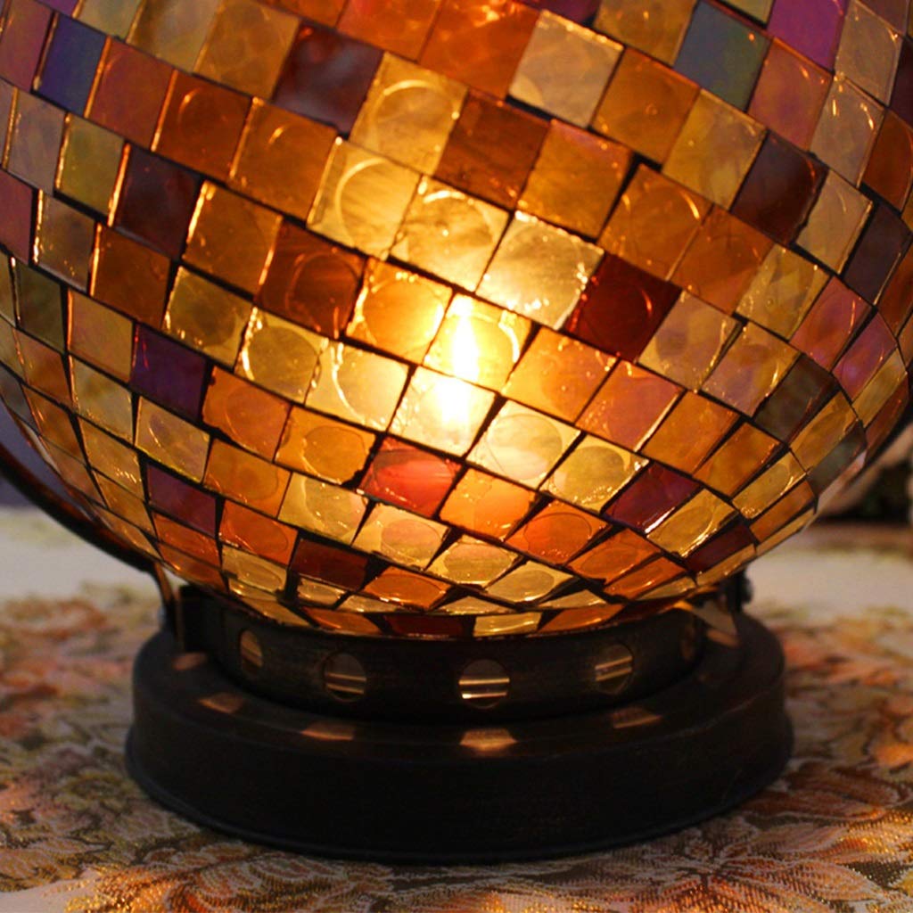 XILIN-1987 Candle Holderss European Mosaic Candle Holder Wrought Iron Glass Candlestick Simple Home Furnishings Decorative Candlestick (Color : B)