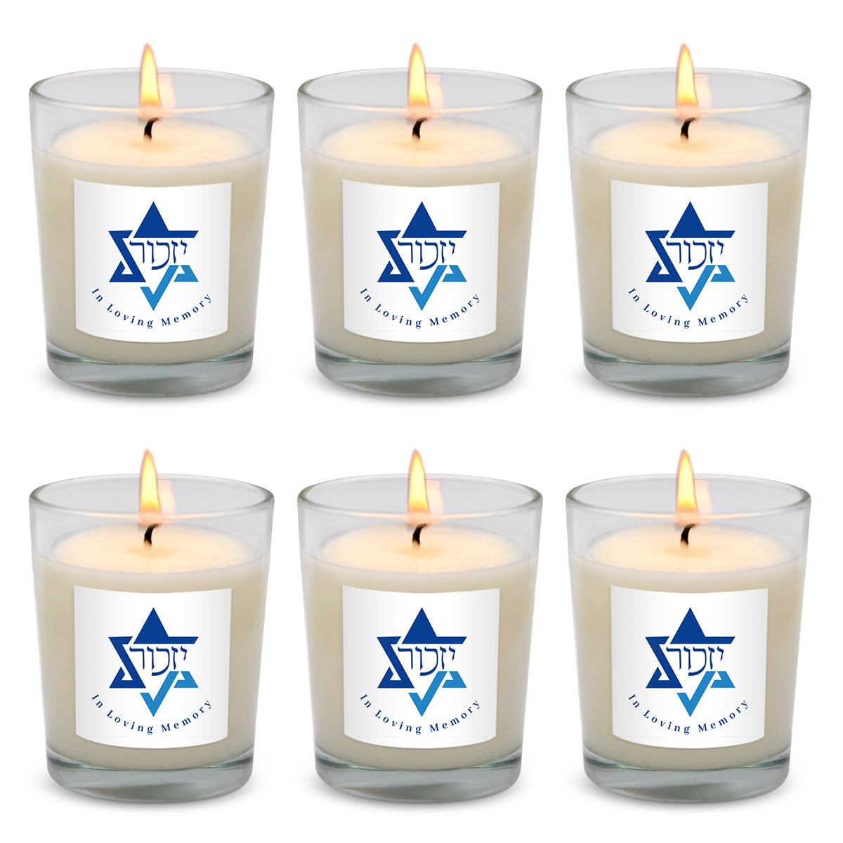 6 Pack White Yahrzeit Candles - Yahrzeit Memorial Candles, Memorial Bereavement Gifts for Loss of Loved One, Jewish Sympathy, Natural Soy Wax Hand Poured