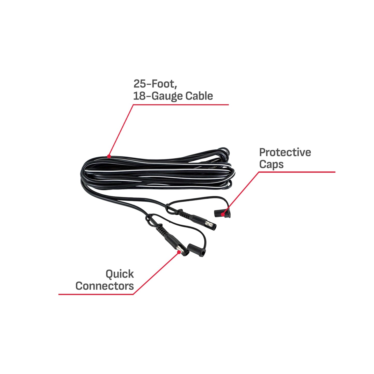 Schumacher Electric Battery Charger Extension Cord with Quick-Connect Ends, EC-25, 25 Feet, Use with Schumacher Battery Chargers and Maintainers