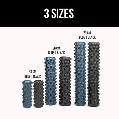 RumbleRoller - Extra Firm Textured Muscle Foam Roller Manipulates Soft Tissue Like A Massage Therapist (Black, Mid Size)