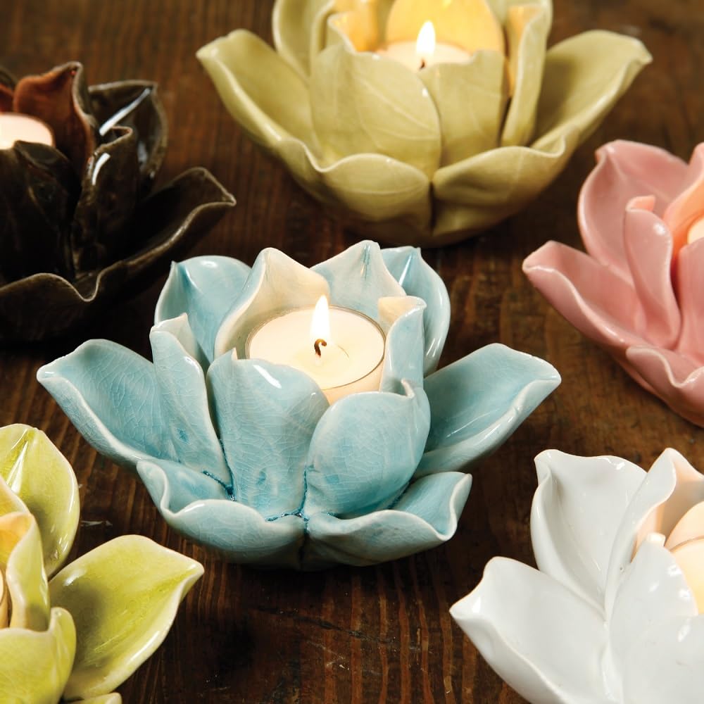 HomArt Lotus Tea Light Holder, Green