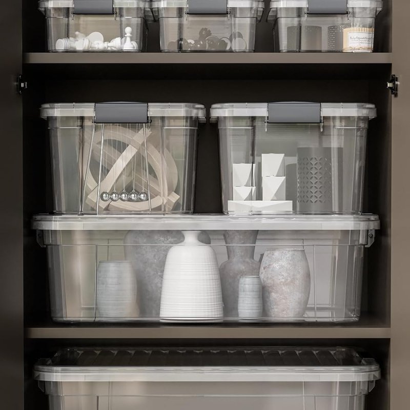 Superio Clear Storage Box with Lid, 14.7 Quart Plastic Container Bins for Organizing, Stackable Crates, BPA Free, Non Toxic, Odor Free, Organizers for Home, Office, School, and Dorm