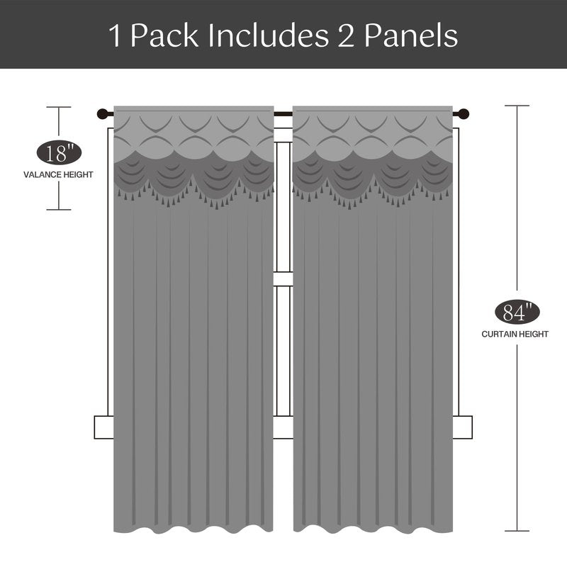 Petrichor Embroidered Sheer Curtain 2 Panels Set - Luxury Window Curtain Attached Valance with Satin Backing and 2 Tie Backs for Living Room,Dining Room, 54x84 inches, Gray