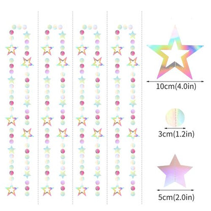 Iridescent-Disco Holographic-Euphoria Star Party-Decoration Garland - 52ft Neon Twinkle Twinkle Little Star Streamers,Wedding Birthday Bachelorette Baby Bridal Shower Engagement Lasting Surprise