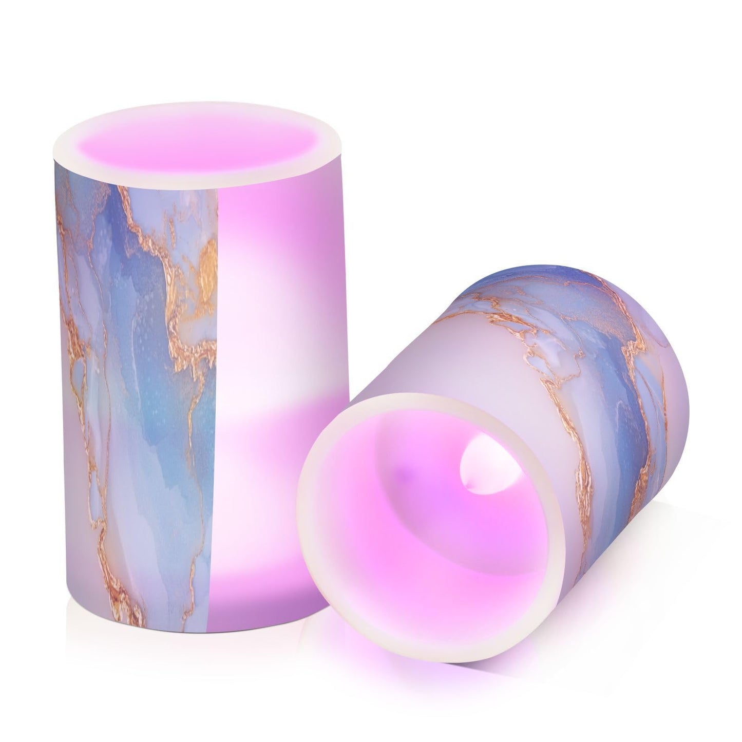 Zathe Flameless Pillar Candle Color Changing Led Flameless Candles for Dining Room Table Marble White White