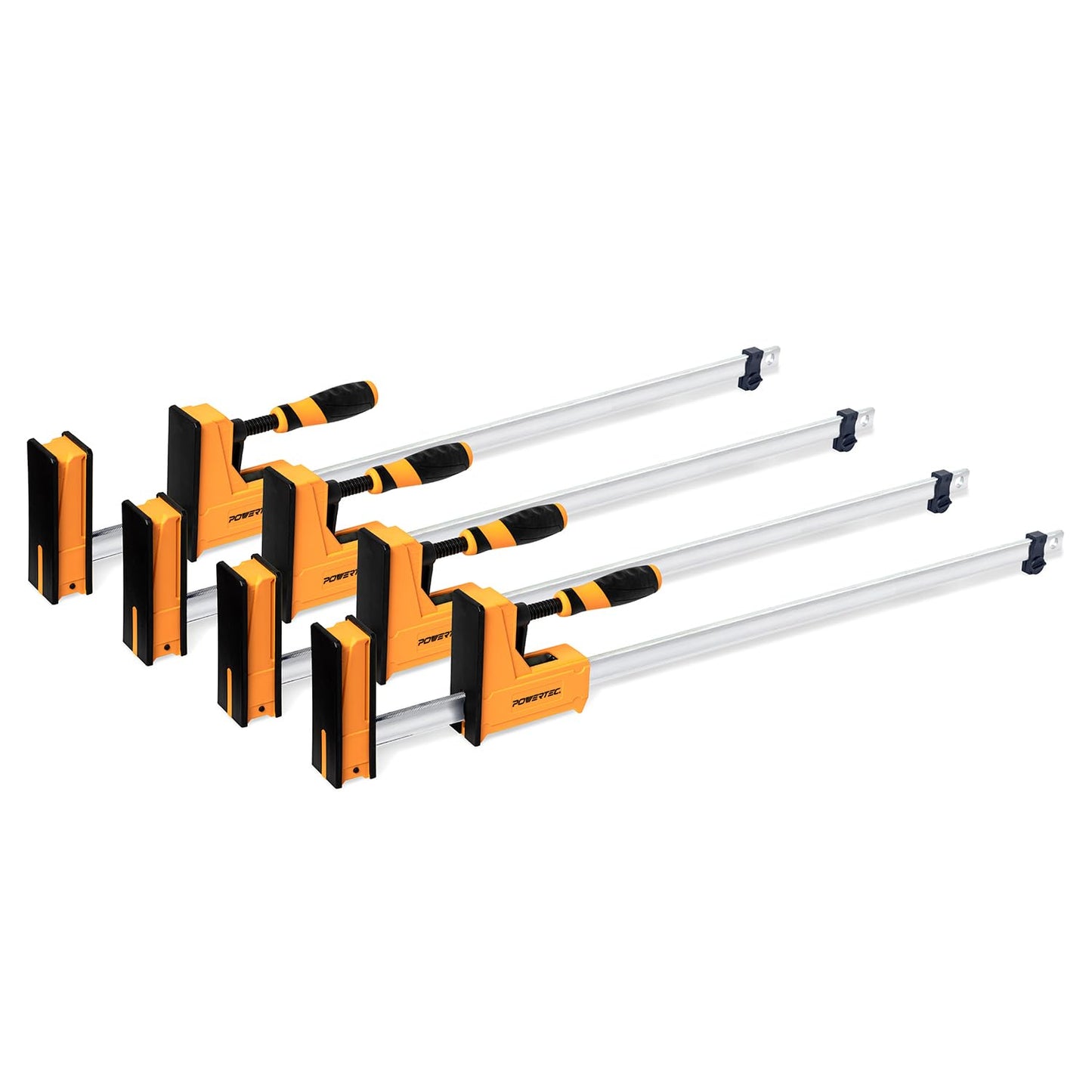 POWERTEC 72232-P2 36-Inch Parallel Clamps for Woodworking | 90 Degree Heavy Duty Steel Bar Jaw Clamp Spreader Tool, 4PK