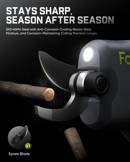Fanttik Y10 Pro Cordless Electric Pruning Shears with Brushless Motor, LED Display, 4-Level Safety System, USB-C Fast Charging, SK5 Steel Blade for Branch Trimming