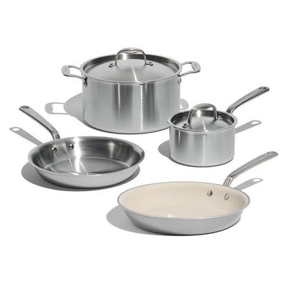 Made In Cookware | 6 Piece Stainless Saucepan Set | 5 Ply Clad | Includes Stainless Steel Saucepans and Saucier with Lid | Professional Cookware | Crafted in Italy