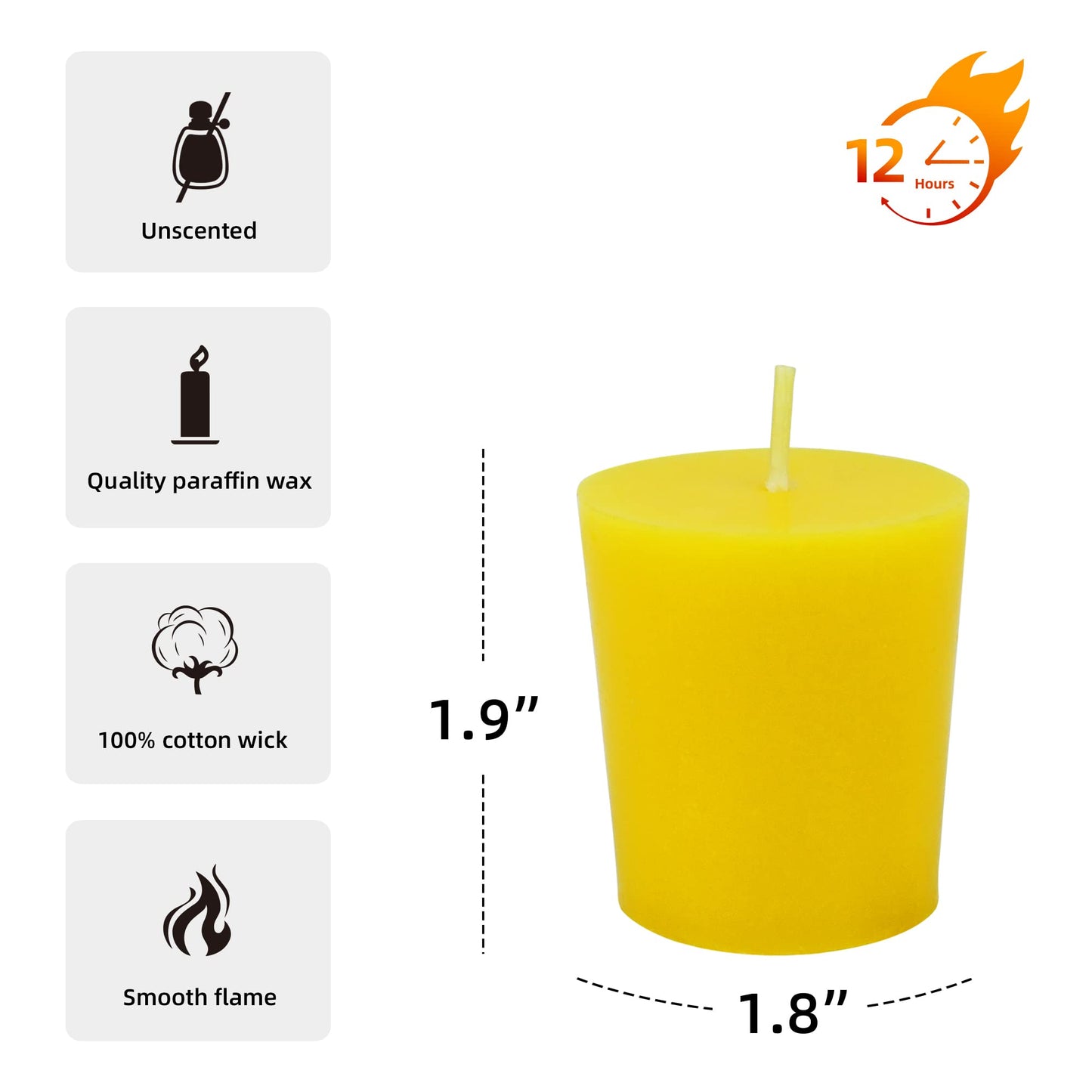 Zest Candle 12-Piece Votive Candles, Yellow