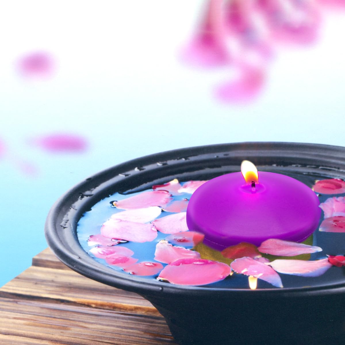 Set of 12 Purple Colored Floating Candles, Large 3 Inch Unscented Pool Water Wax Candles for Vases, Centerpieces at Wedding, Party, Holiday - 10 Hour Burn Time