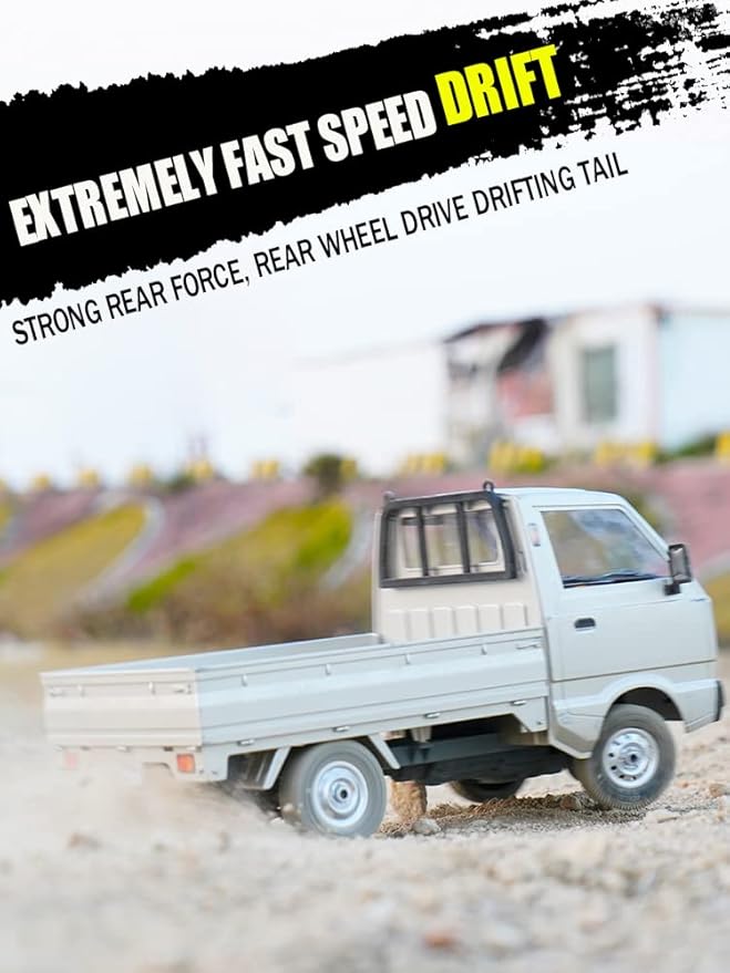 The perseids Kei Truck 2.4Ghz RTR Off-Road Vehicle Remote Control Retro Pickup Truck with Lights 1:10 RC Crawler Car Silver