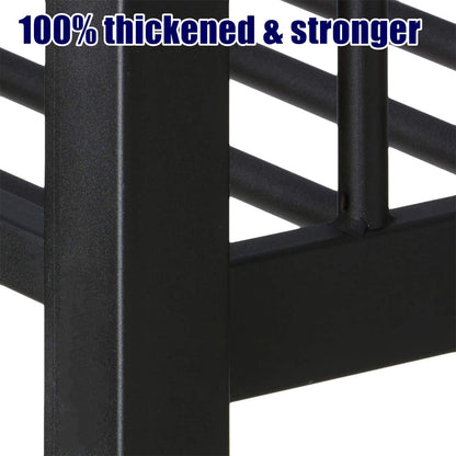 SIGONE Stronger and Safer Metal Steel Bunk Bed Frame Twin XL Over Queen Size, Heavy Duty More Stable Thickened Black Metal Bunk Queen Bed (Easier to Assemble) (Twin XL Over Queen)