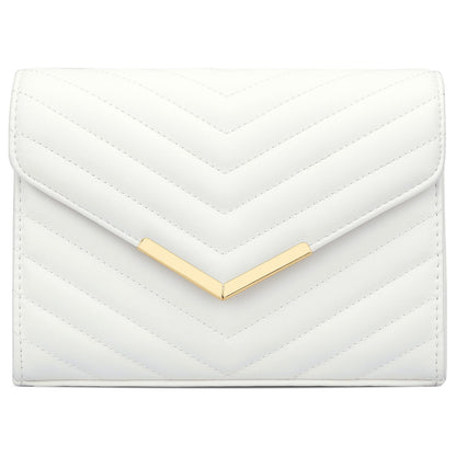 KKXIU Women Formal PU leather Evening Envelope Clutch Purses and Handbags for Party Wedding Prom Bridal (A-White)